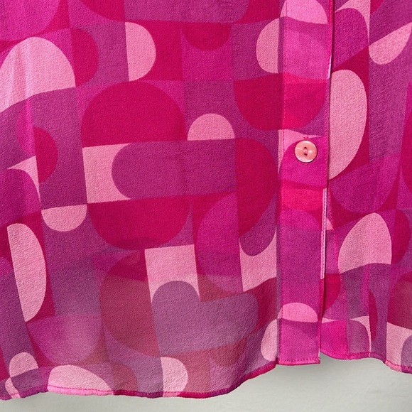 Vintage Pink Silk Long Sleeve Sheer Silk lined shirt size Large - Picture 11 of 14